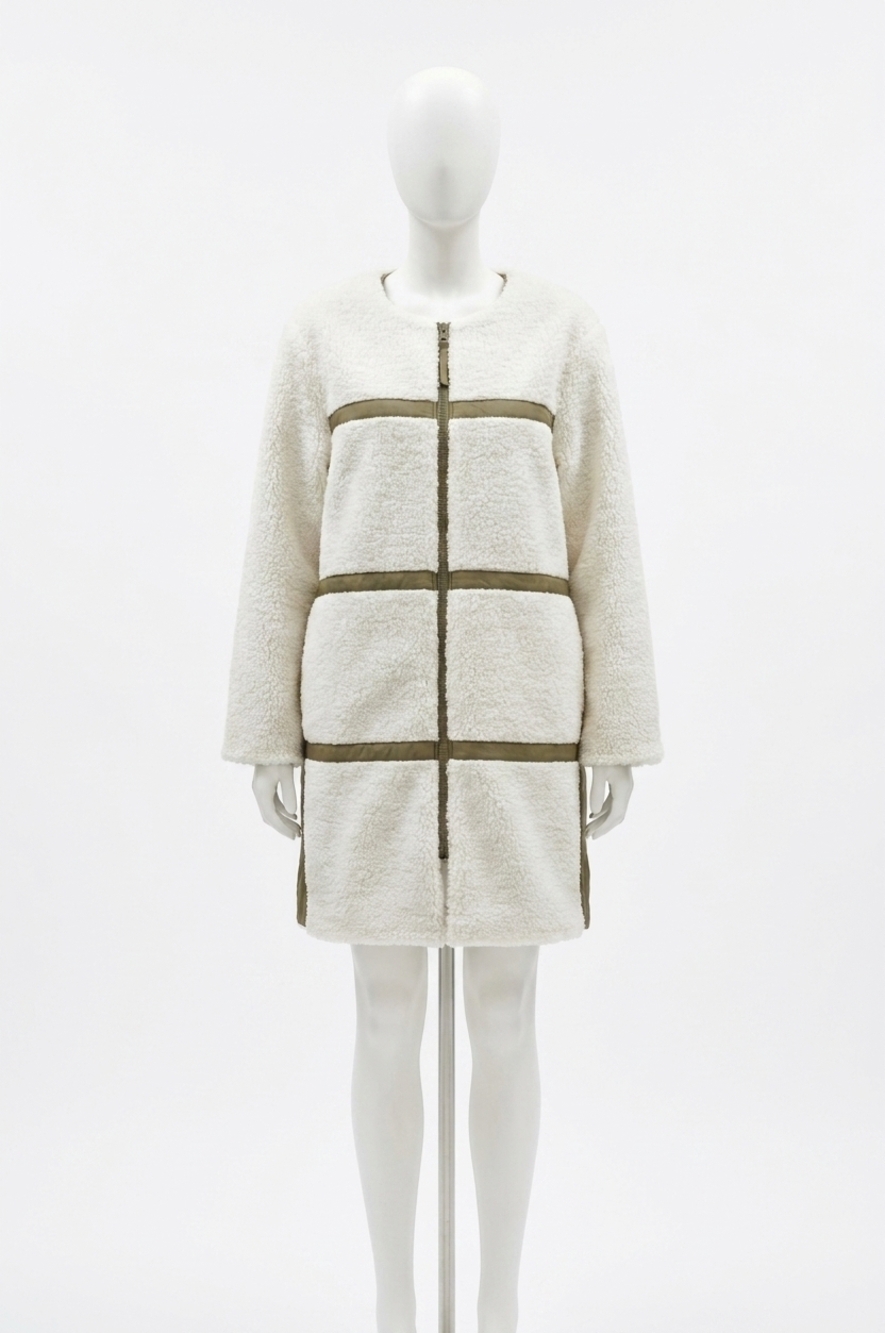 NEW RAILS granger reversible sherpa jacket in ivory olive mix